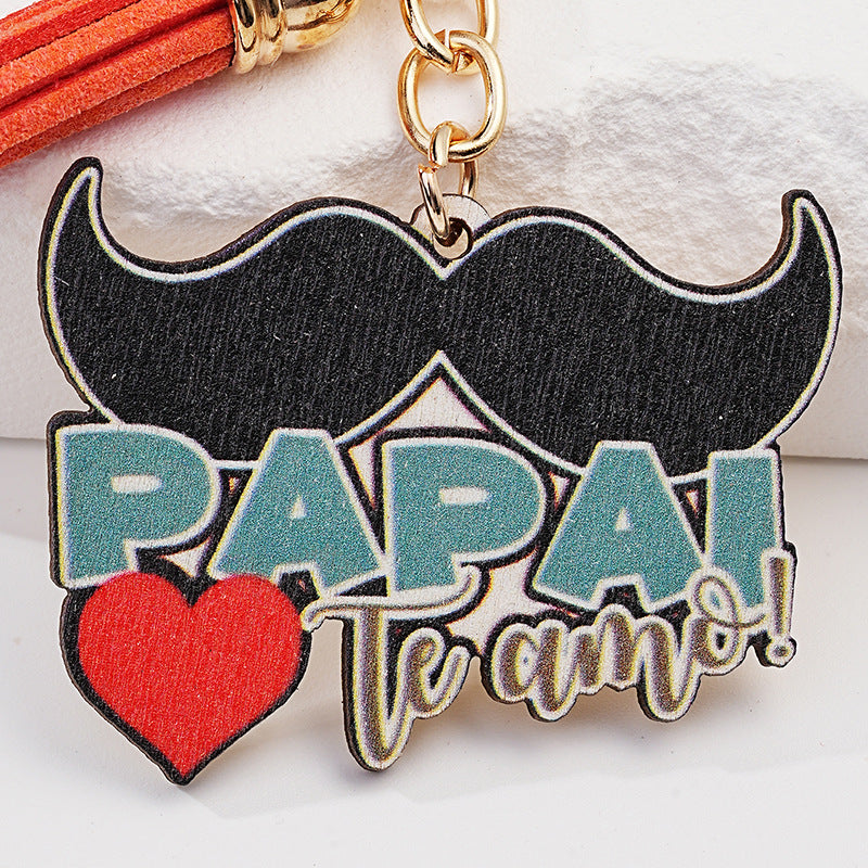 Wholesale Father's Day Bearded Cartoon English Keychain